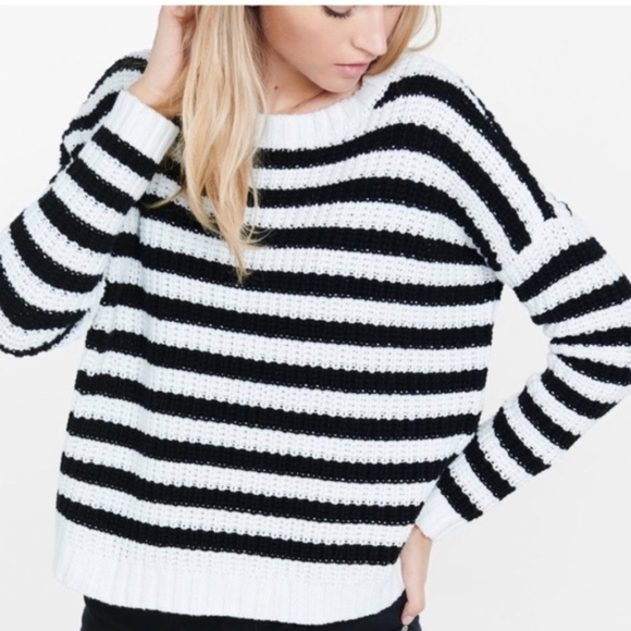 Express Sweaters - B2G1 Express Black/White Striped Oversized Sweater